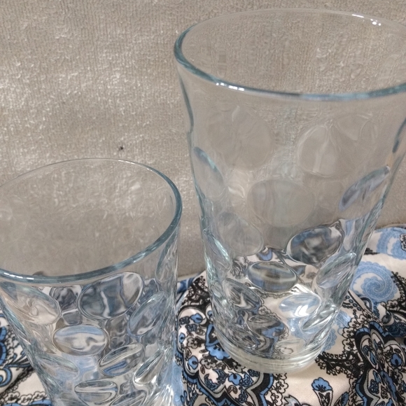 Pasabahce Tall Tumblers 6” Tall Optic Circles Dots 16oz Set Of Two - Picture 3 of 8